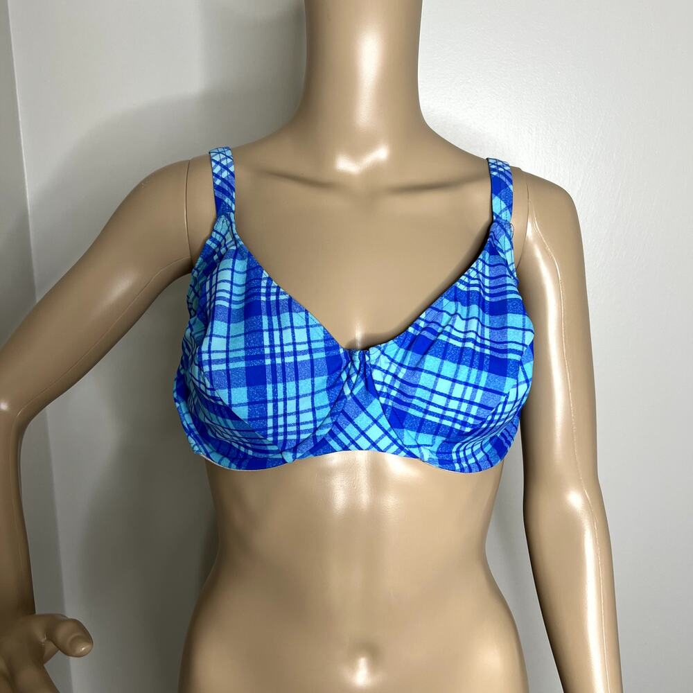 Vintage Christina Krista Blue Plaid Bikini Top